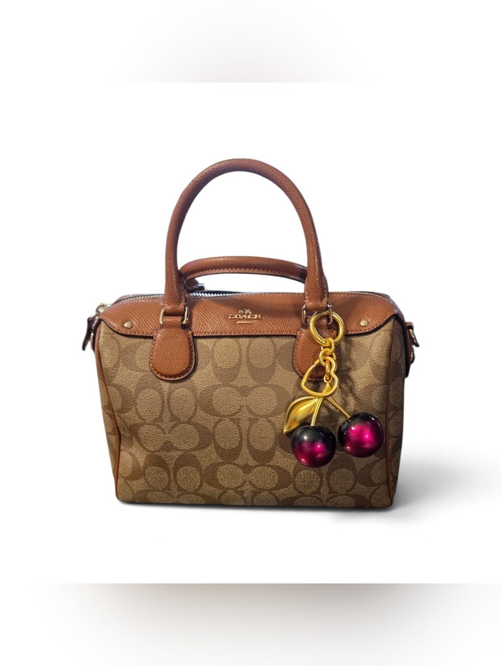 Coach Mini Bennett Satchel in Signatature Canvas/Bag-Brown With Charm- LIKE NEW - Picture 2 of 13